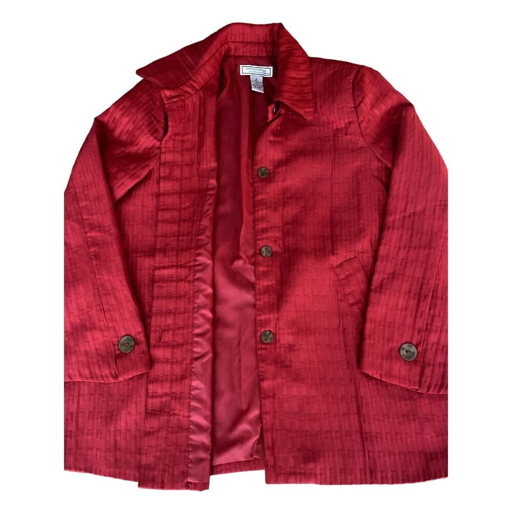 George Simonton Womens Red Textured Jacket Collared Front Pockets Medium - Picture 11 of 13